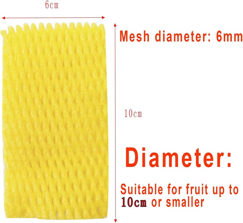 HanyHere 50 Pieces Fruit Protection Bags Foam Mesh Keep Safe Mesh Sleeves for Large Supermarkets, Fruit Shops (Yellow-10x6cm) - Image 2
